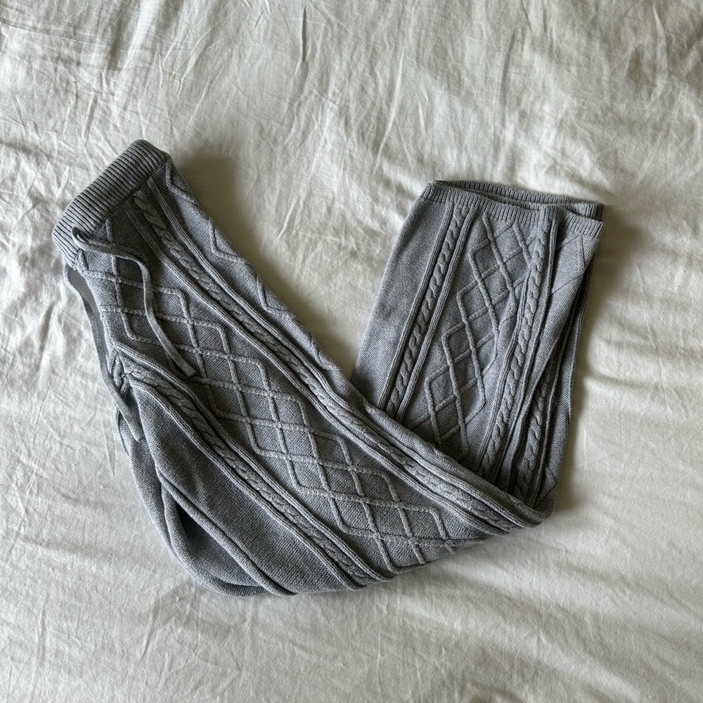 Edikted Gray Knit Straight Leg Pants
